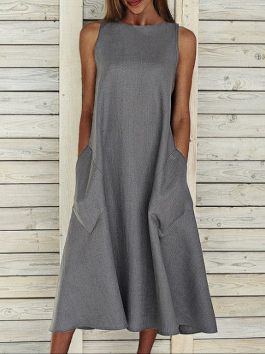 Damen luftiges Maxikleid mit praktischen Seitentaschen