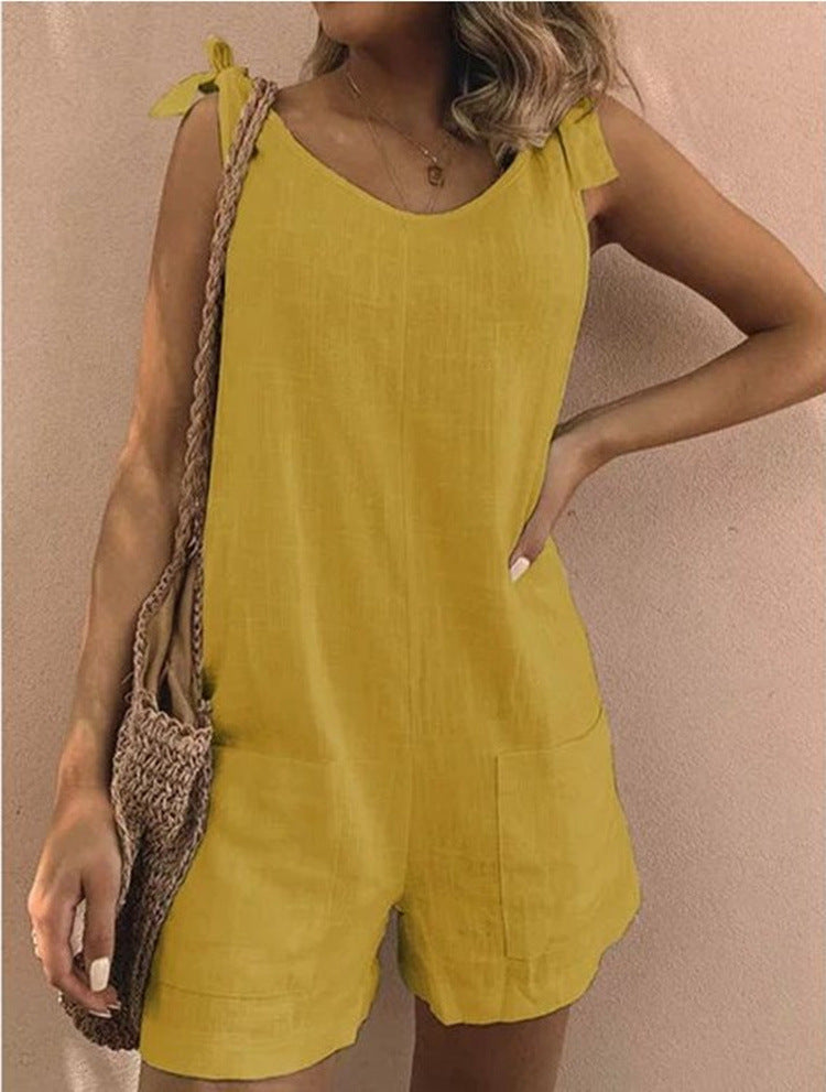 Damen Jumpsuit mit praktischen Taschen und verspielten Schulterbändern