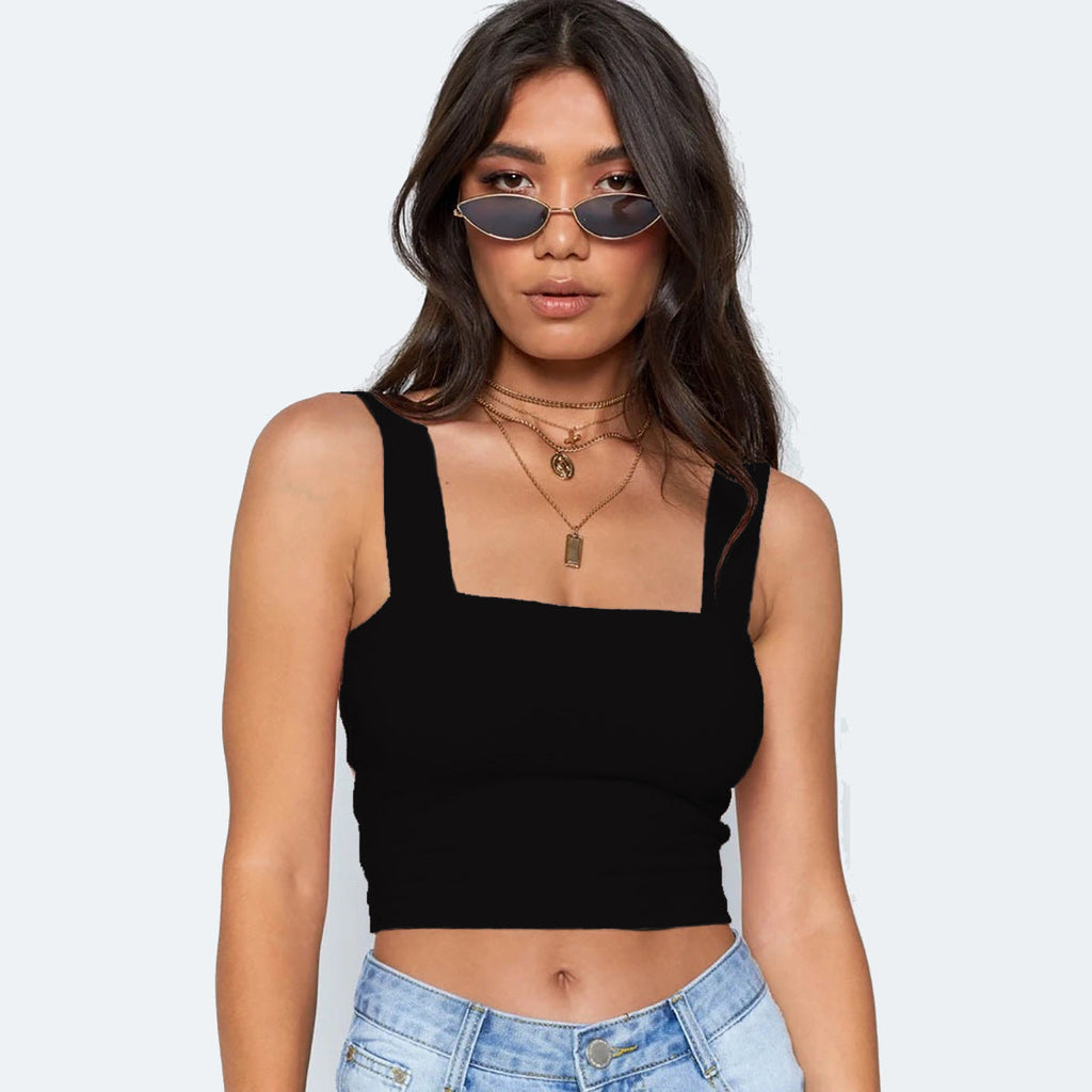 Damen Figurbetontes Crop-Top mit breiten Trägern