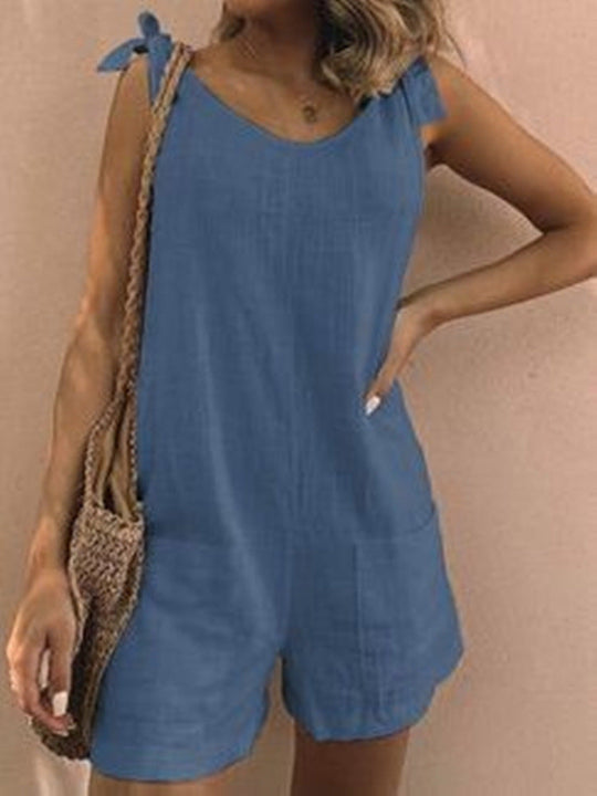 Damen Jumpsuit mit praktischen Taschen und verspielten Schulterbändern