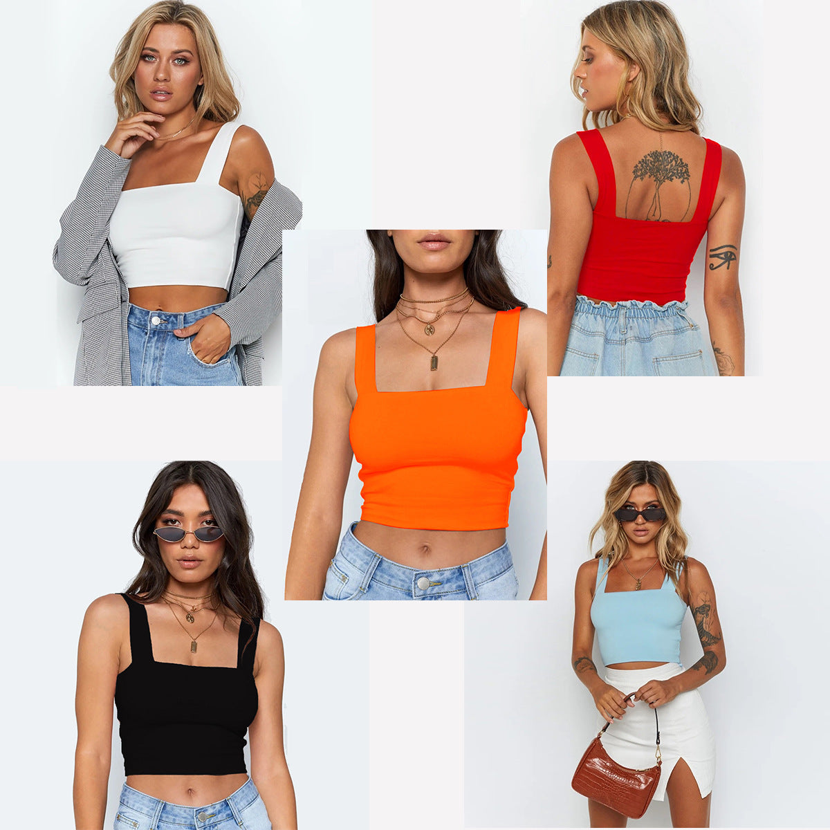 Damen Figurbetontes Crop-Top mit breiten Trägern