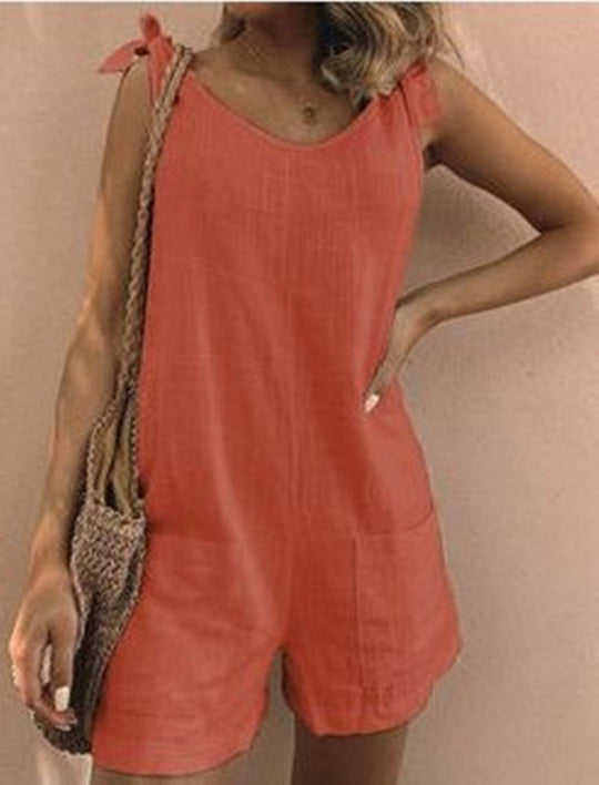 Damen Jumpsuit mit praktischen Taschen und verspielten Schulterbändern