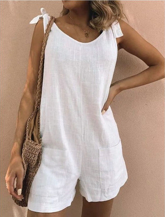 Damen Jumpsuit mit praktischen Taschen und verspielten Schulterbändern