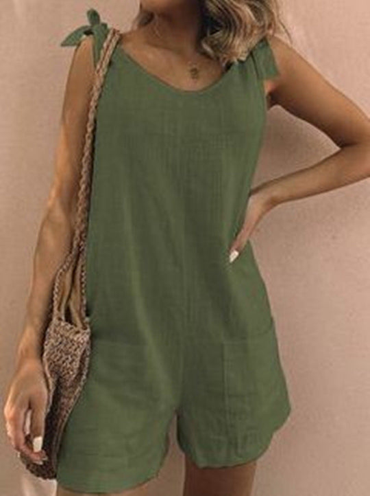 Damen Jumpsuit mit praktischen Taschen und verspielten Schulterbändern