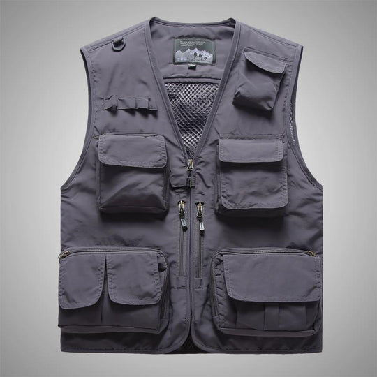 Herren Multifunktionale Utility-Weste mit Mehrfachtaschen und Mesh-Innenfutter Shop Nory