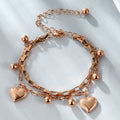 Damen Armband mit doppelter Kettenstruktur und herzförmigen Anhängern Shop Nory