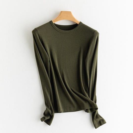 Damen-Strick-Unterziehshirt, Kaschmir-Mischgewebe, verschiedene Kragen