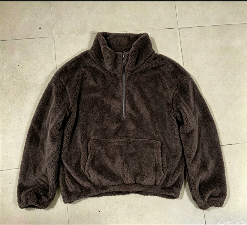 Gefütterter Damen-Sweater mit Stehkragen und Reißverschluss