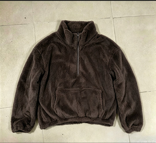 Gefütterter Damen-Sweater mit Stehkragen und Reißverschluss