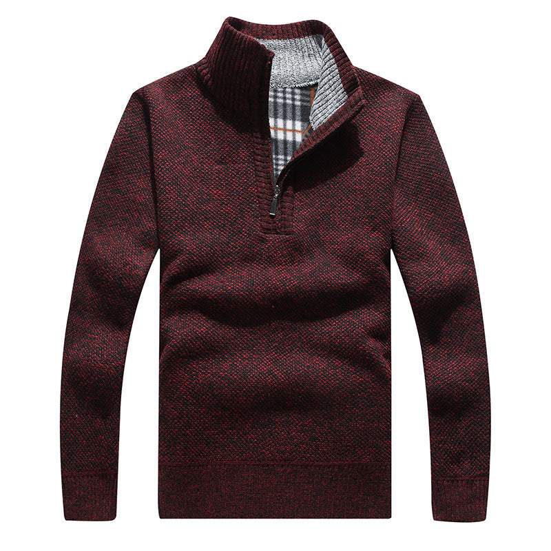 Dicker Herren-Strickpullover mit Reißverschluss und Futter