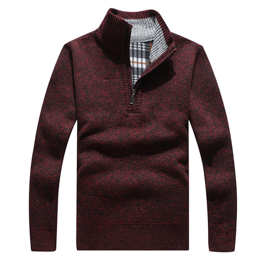 Dicker Herren-Strickpullover mit Reißverschluss und Futter