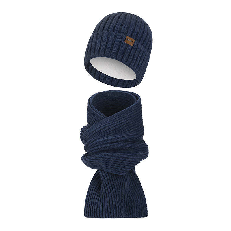 Unisex Strickmützen- und Schal-Set, gefüttert