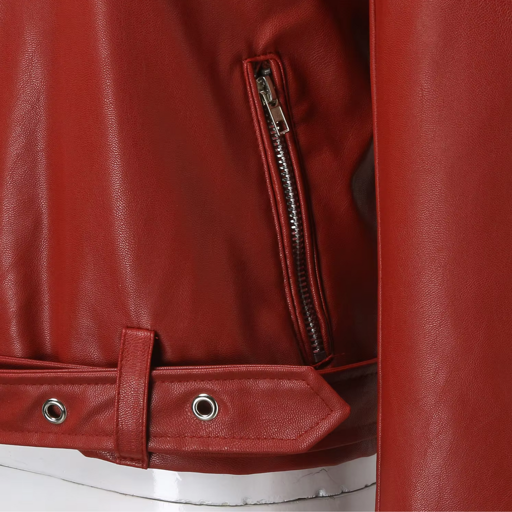 jacke Damen Biker Modell mit Gürtel und Reißverschlussdetails