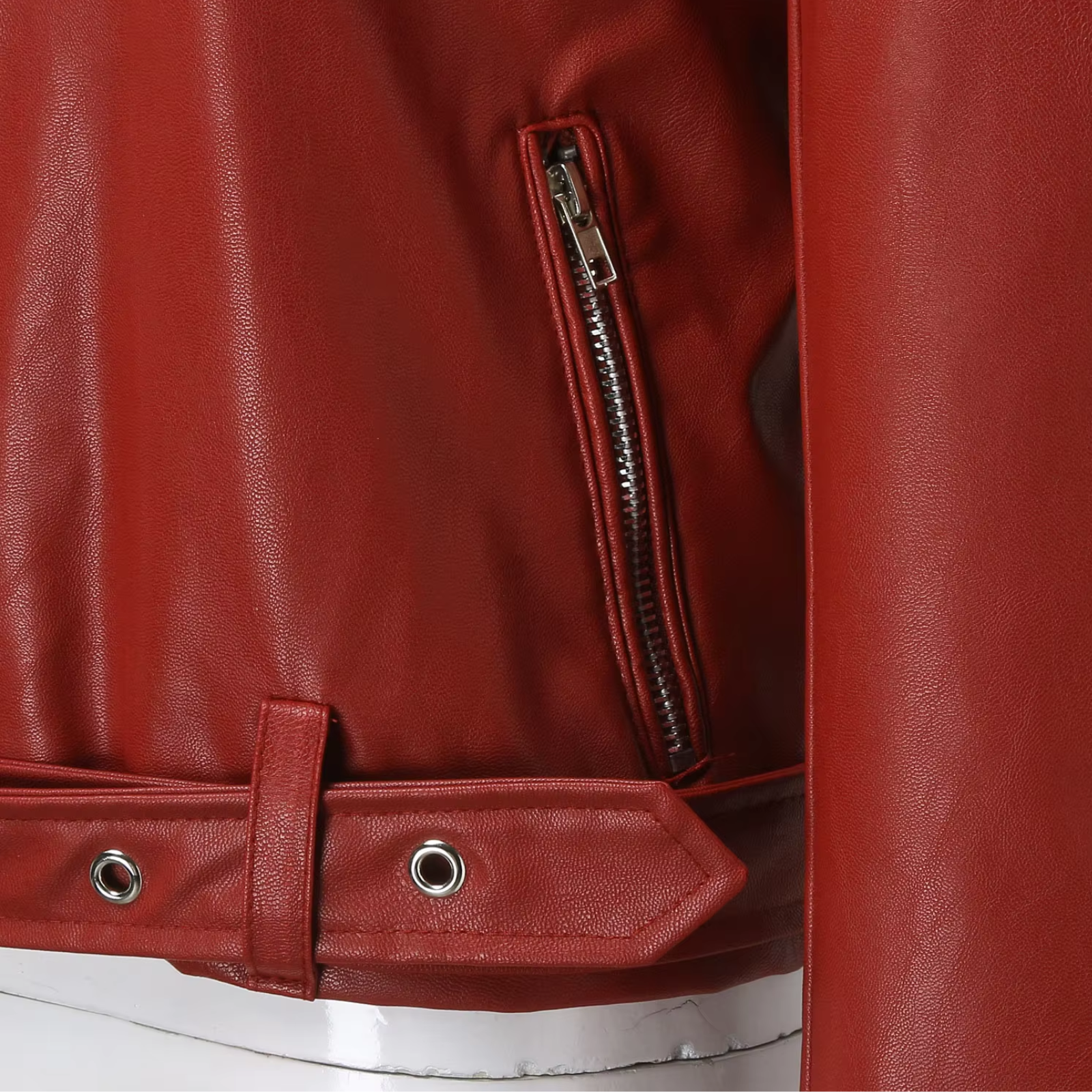jacke Damen Biker Modell mit Gürtel und Reißverschlussdetails