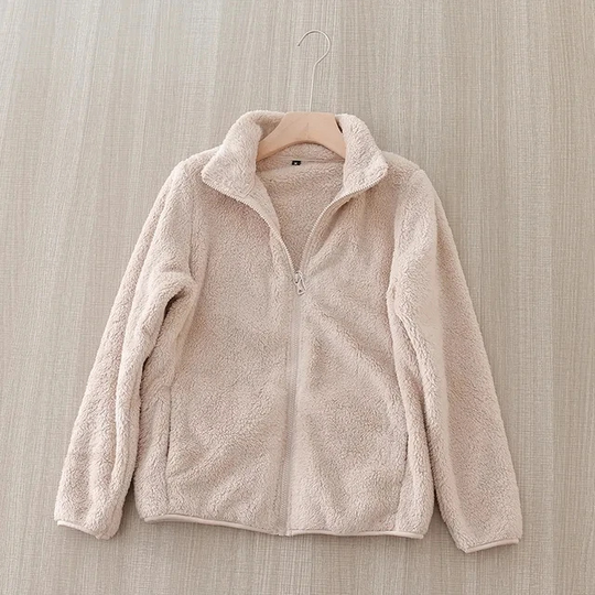 Weiche Sherpa Zip Up Hohe Kragenjacke, Fleeceweste