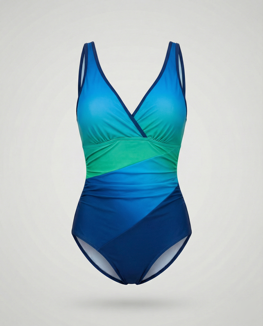 Shopnory | Tricolor-Badeanzug mit Flacher Sohle
