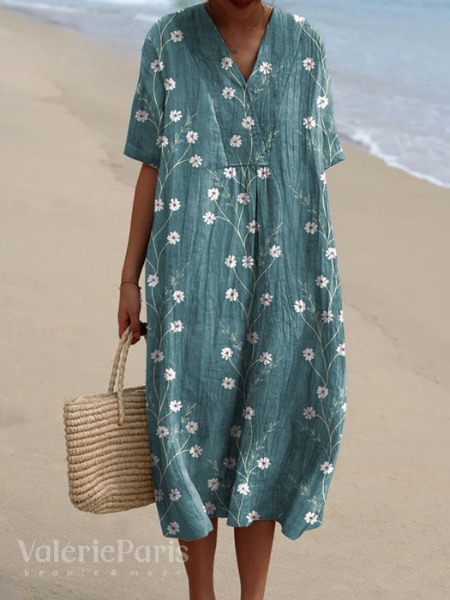 Lässiges Kleid mit Floralem Druck aus Atmungsaktivem Baumwollstoff