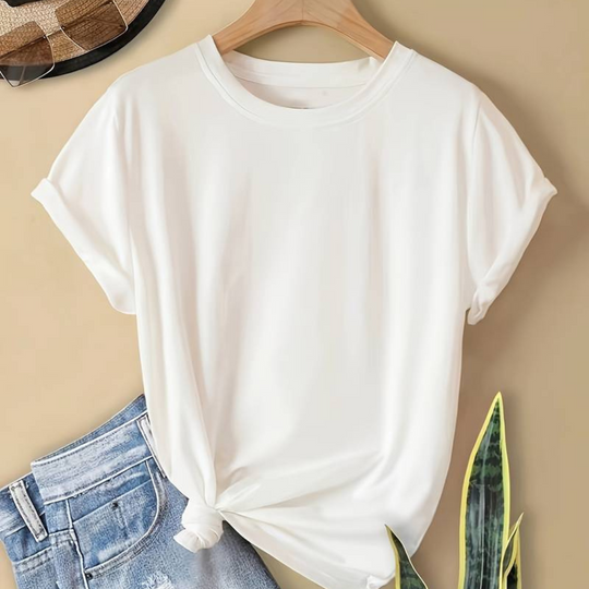 Damen Bequem T-Shirt Rundhals