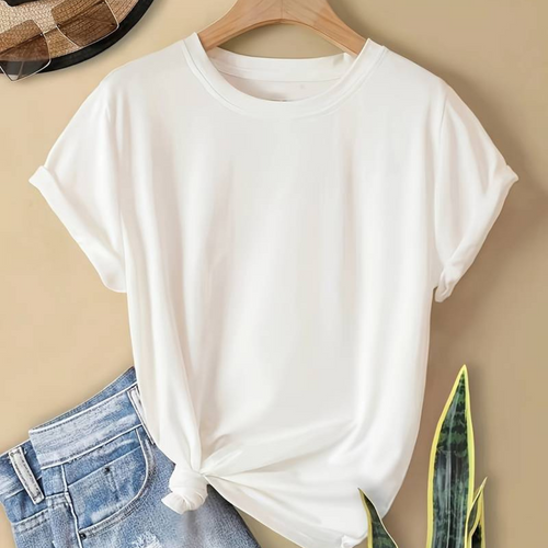 Damen Bequem T-Shirt Rundhals