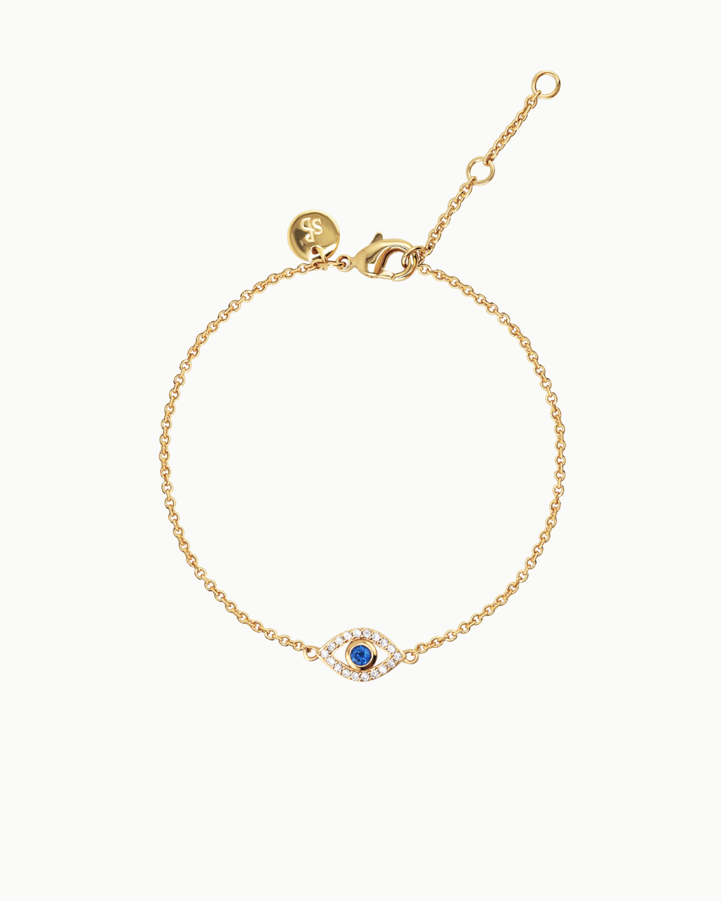 Glückliches böse Auge Kristall Gold Charm-Armband | Shop Nory