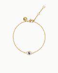 Glückliches böse Auge Kristall Gold Charm-Armband | Shop Nory