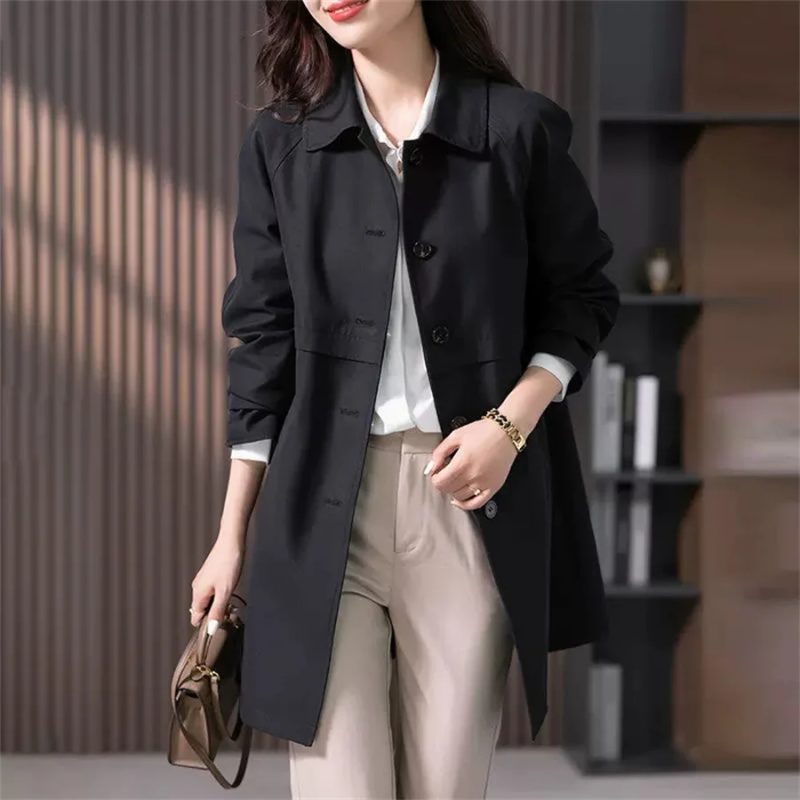 Stylischer Einreihiger Kurzer Trenchcoat für Damen