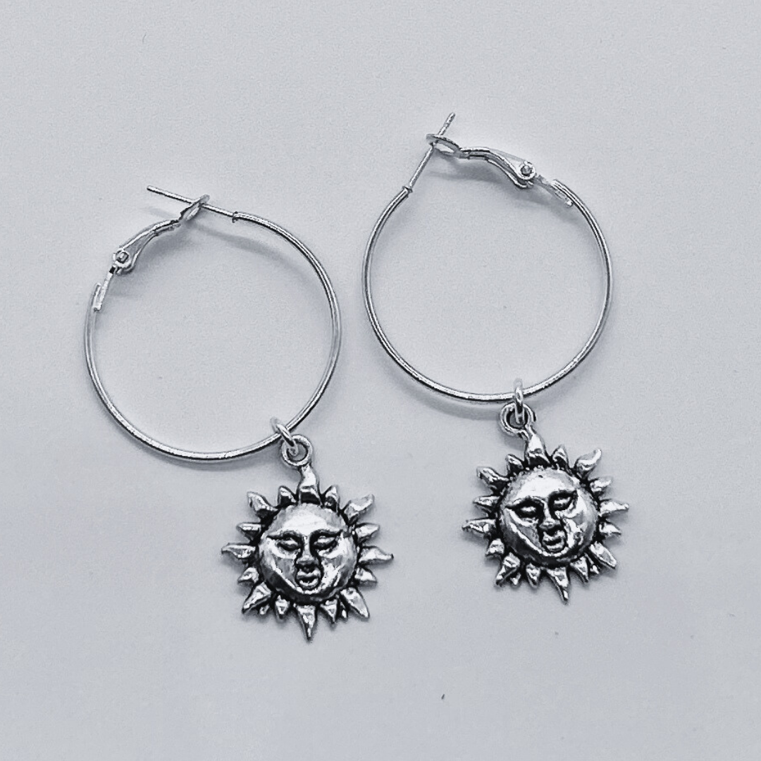 Silver Hoop Earrings With Charm | Shop Nory