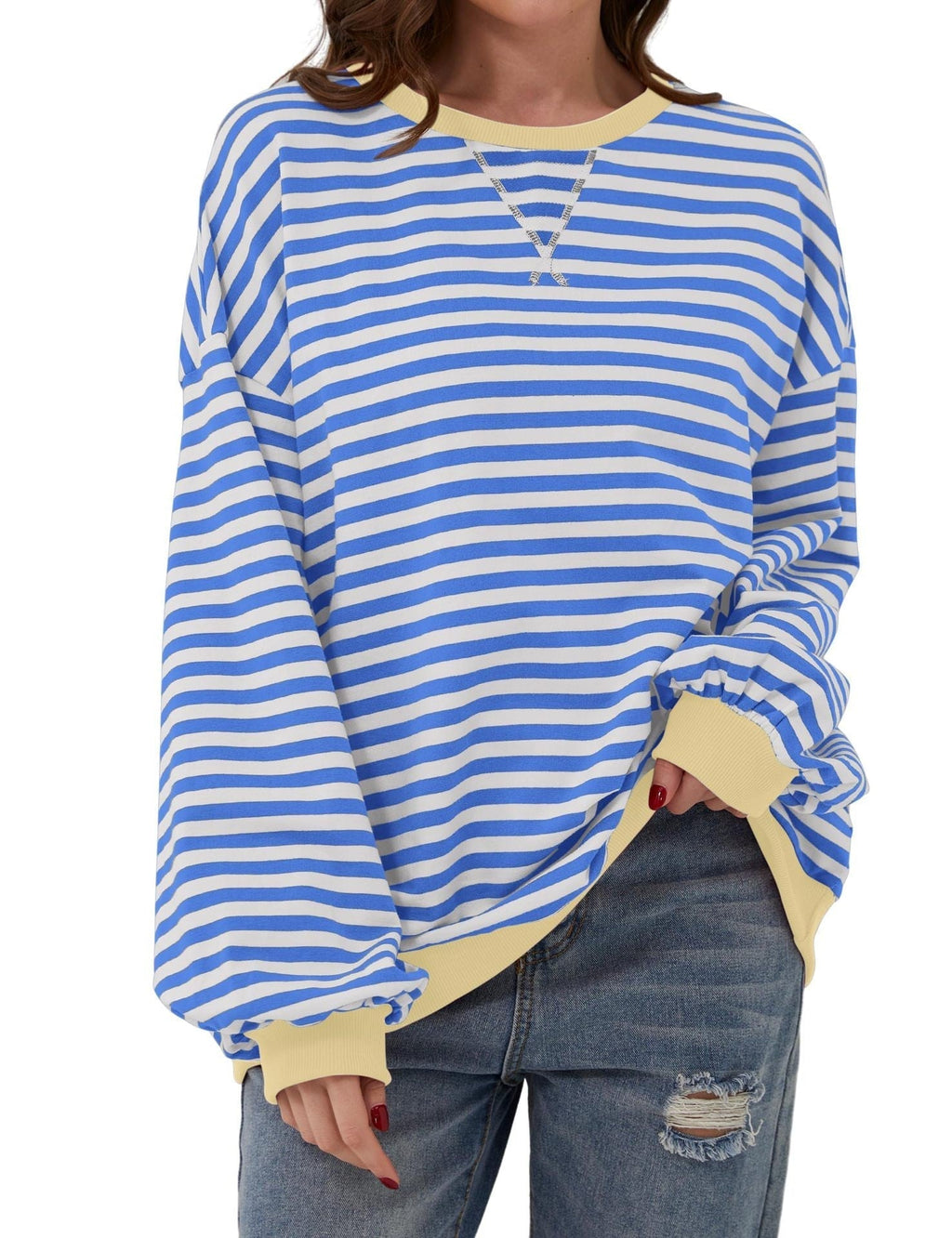 Eleganter, lockerer Damenpullover mit Streifen