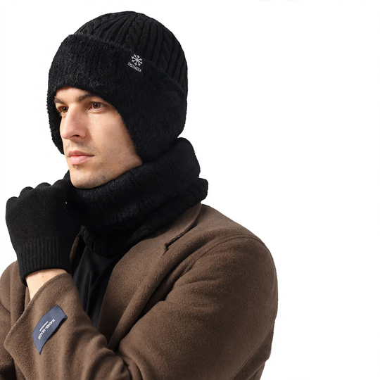 Winter-Set: Strickmütze und Schal, gefüttert