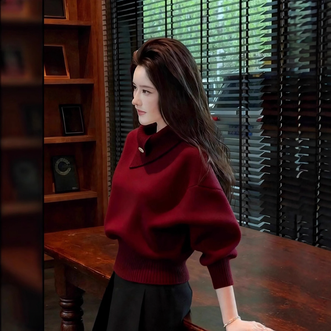 Lässiger Rollkragen-Strickpullover