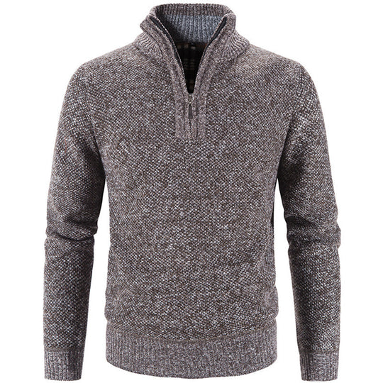 Herren-Strickpullover mit Stehkragen und Reißverschluss