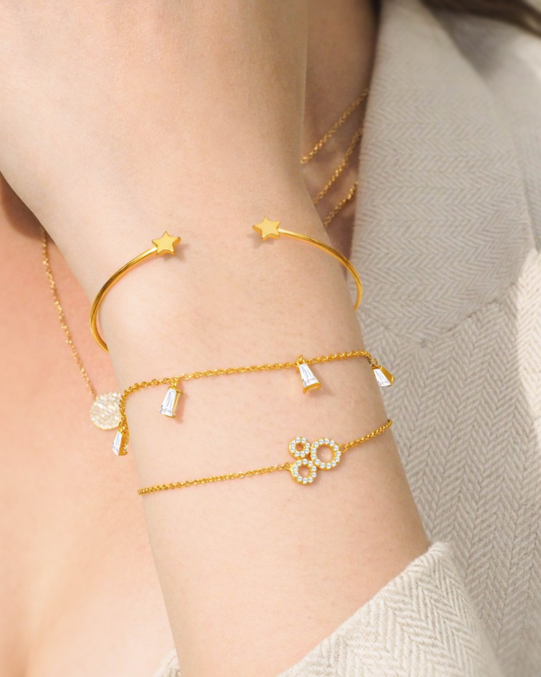 Luxe Lora Baguette Kristall Goldkette Armband | Shop Nory