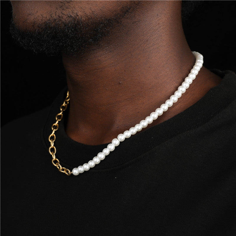 Herren Kette "Bruce" mit Perlen in Edelstahl | Shop Nory
