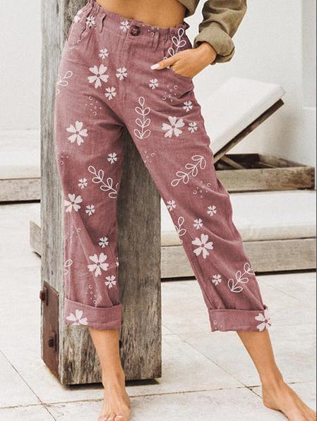 Damen lässige Blumenmuster Hose