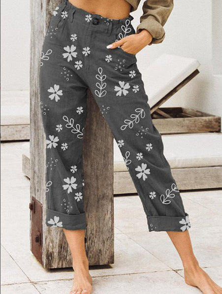 Damen lässige Blumenmuster Hose