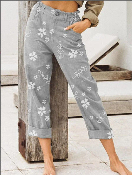Damen lässige Blumenmuster Hose
