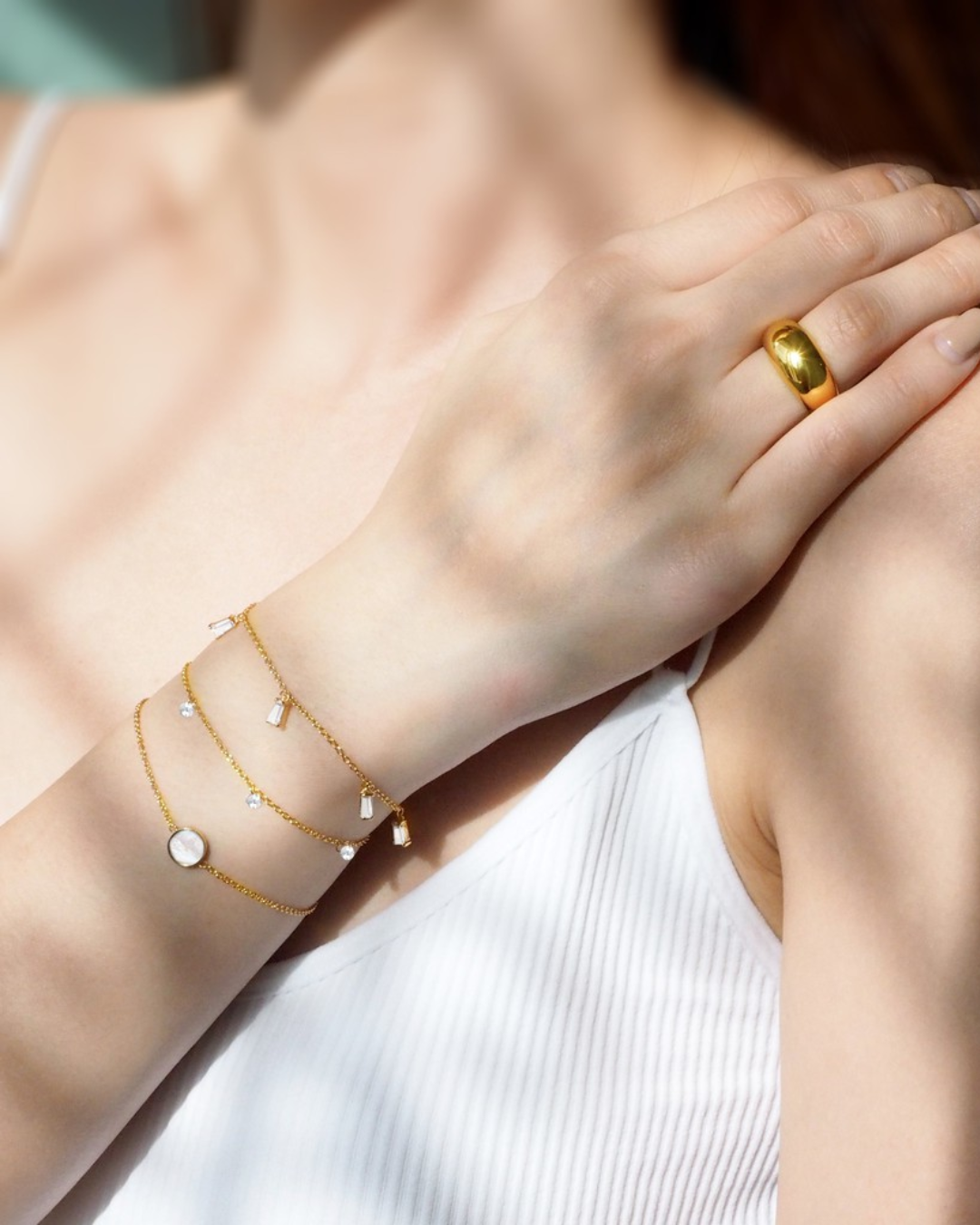 Luxe Lora Baguette Kristall Goldkette Armband | Shop Nory