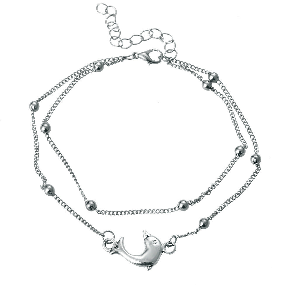 Damen Fußkettchen mit elegantem Delphin-Anhänger Shop Nory