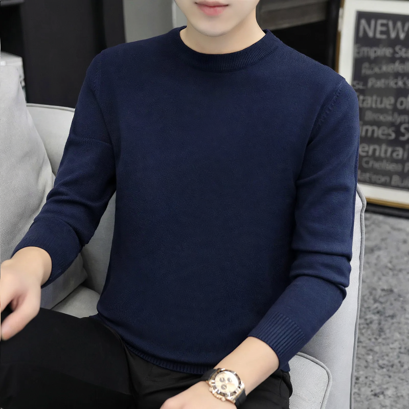 Herren-Strickpullover mit halbem Kragen, wärmeisolierend
