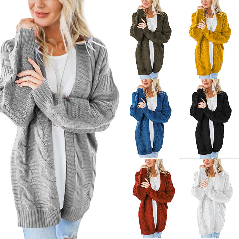 Damen nan langer oversize Strickcardigan mit Zopfmuster und V-Ausschnitt Shop Nory