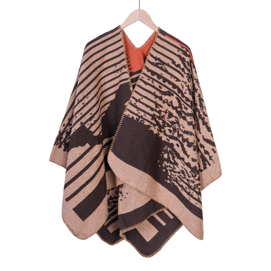 Damen Jacquard-Ruana im Oversize-Kimono-Fall aus Feinstrick Shop Nory