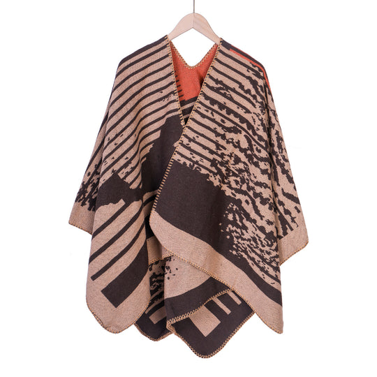 Damen Jacquard-Ruana im Oversize-Kimono-Fall aus Feinstrick Shop Nory