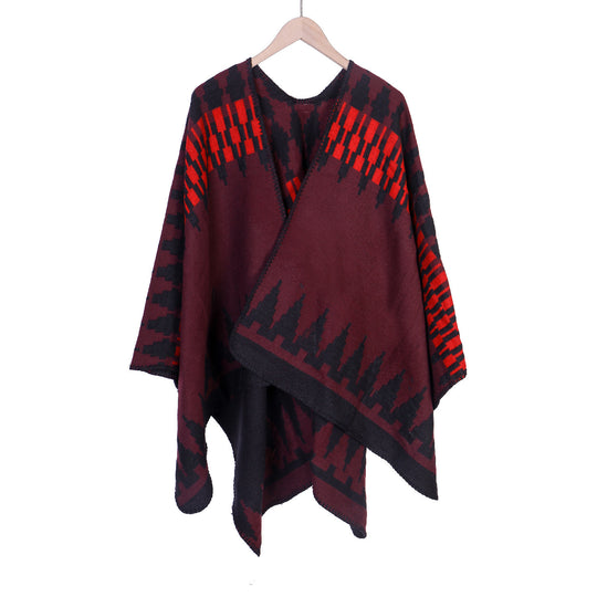 Damen Jacquard-Strickruana mit geometrischem Oversize-Fall und V-Ausschnitt Shop Nory