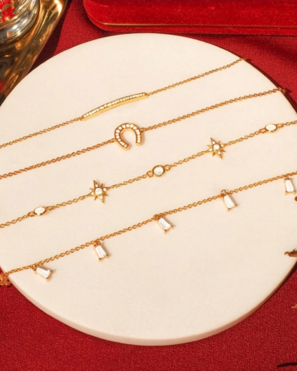 Himmlische kosmische Sternenlicht Kristall Goldkette Armband | Shop Nory