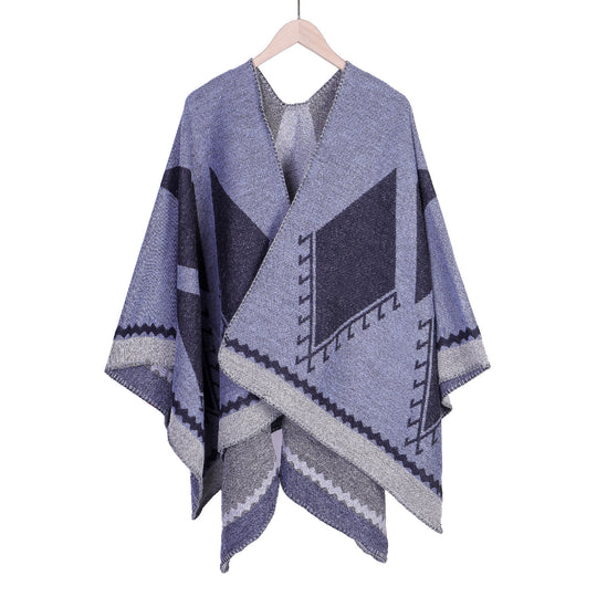 Damen Oversize-Ruana im Ethno-Jacquard mit V-Ausschnitt Shop Nory