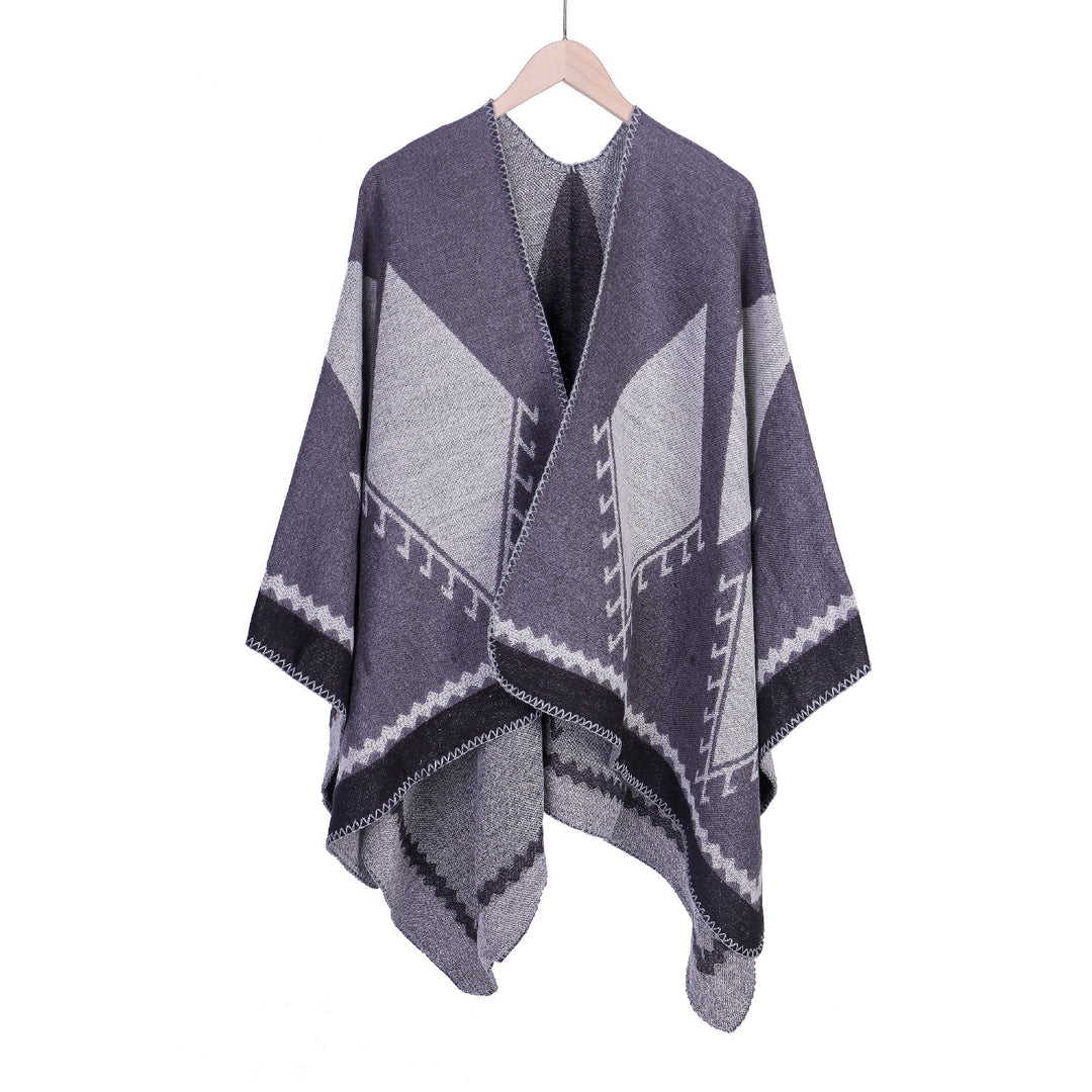 Damen Oversize-Ruana im Ethno-Jacquard mit V-Ausschnitt Shop Nory