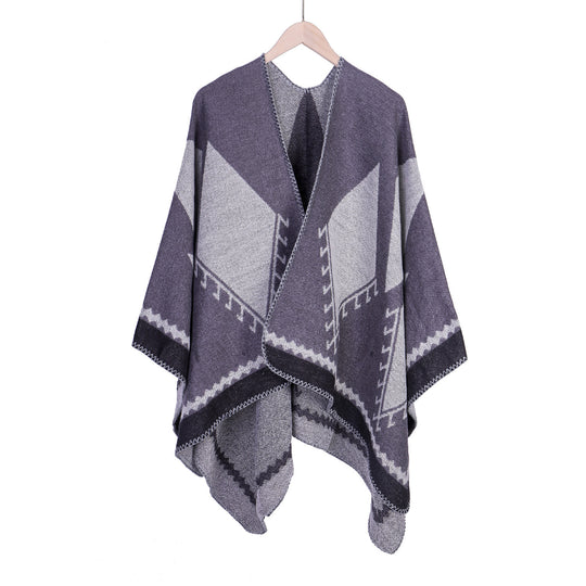 Damen Oversize-Ruana im Ethno-Jacquard mit V-Ausschnitt Shop Nory