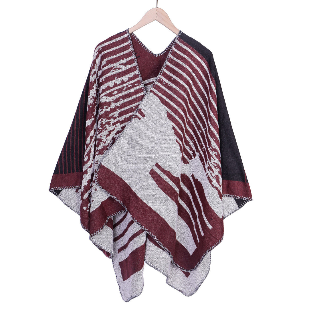 Damen Jacquard-Ruana im Oversize-Kimono-Fall aus Feinstrick Shop Nory
