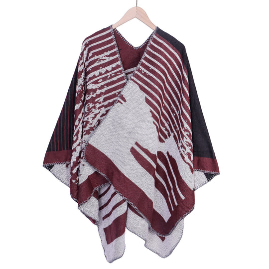 Damen Jacquard-Ruana im Oversize-Kimono-Fall aus Feinstrick Shop Nory