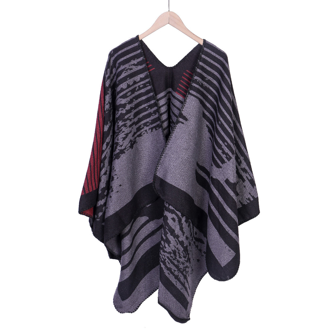 Damen Jacquard-Ruana im Oversize-Kimono-Fall aus Feinstrick Shop Nory
